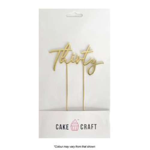 Thirty Metal Cake Topper - Gold